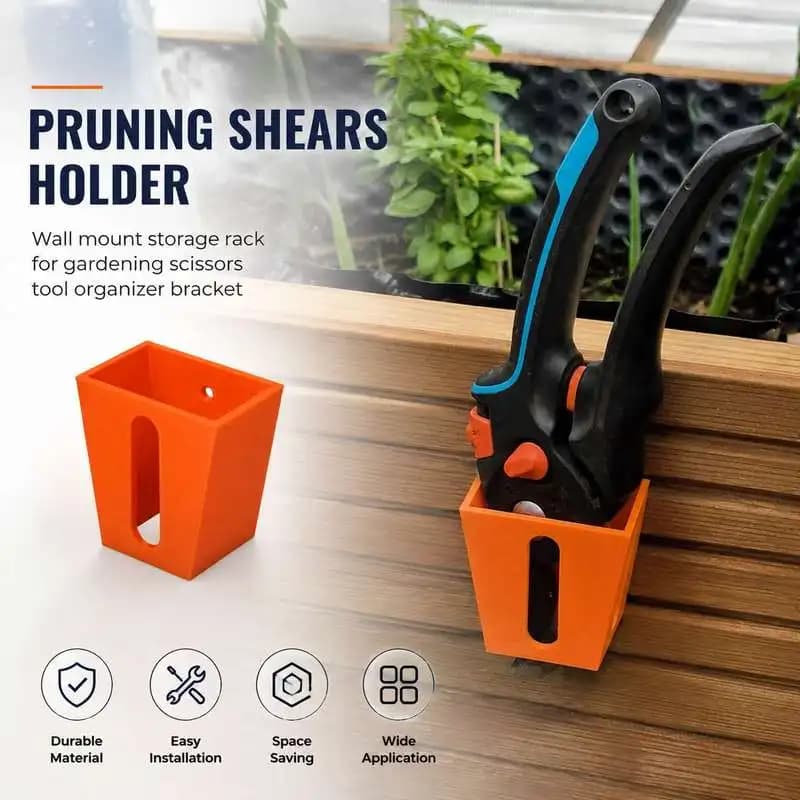 Garden Pruning Shears Holder Wall Mount Storage Rack For Gardening Scissors Tool Organizer Bracket