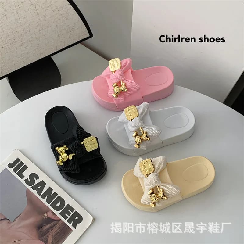Summer Girl EVA Butterfly Bear Slippers Kids Soft Sole Sandals Children Thick-soled Beach Water Shoes Flip Flops Home Slippers