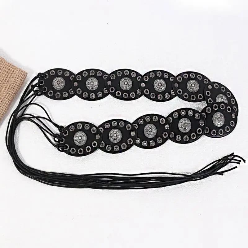 Cintura etnica a disco ovale 31BB Cintura in pelle PU per outfit quotidiani e occasioni speciali