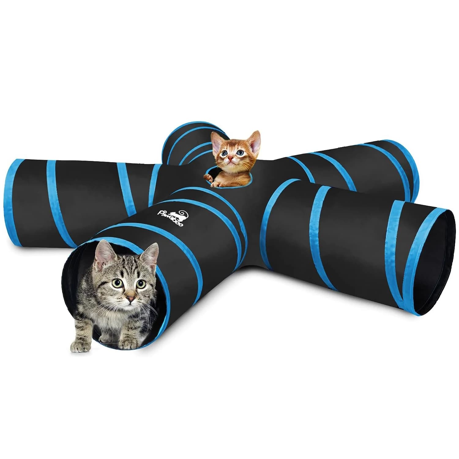 Pawaboo Giocattoli per gatti Tubo tunnel per gatti Tenda da gioco pieghevole estensibile Labirinto giocattolo interattivo Casa per gatti con palline e campanelli per gatti
