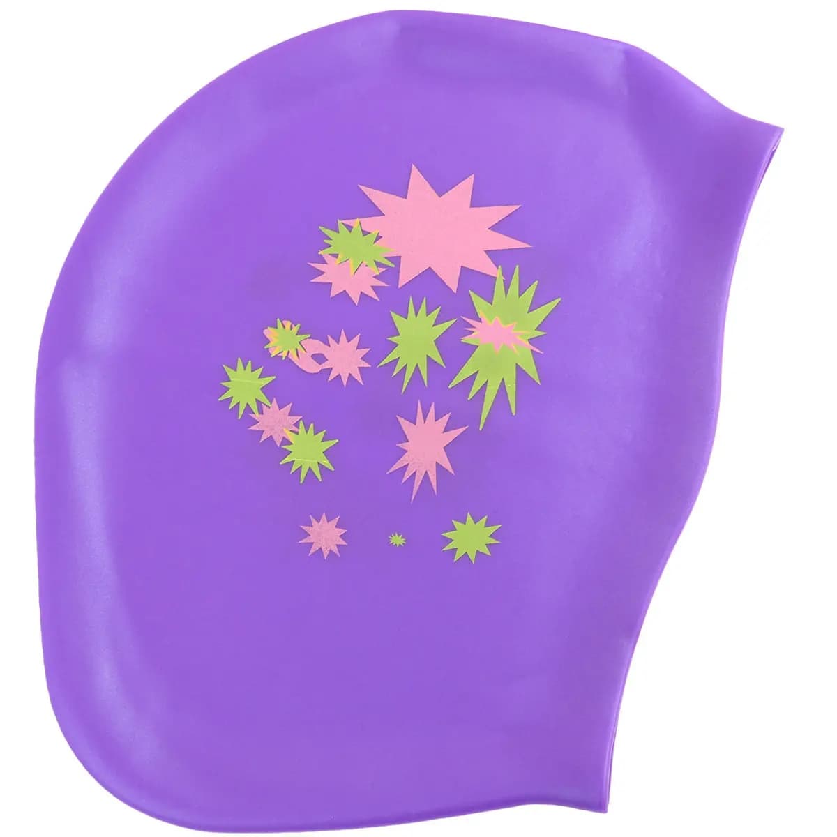Cuffia da nuoto in silicone con motivo a stelle per donna, impermeabile, elastica, per proteggere i capelli, leggera, flessibile, comoda, lunga