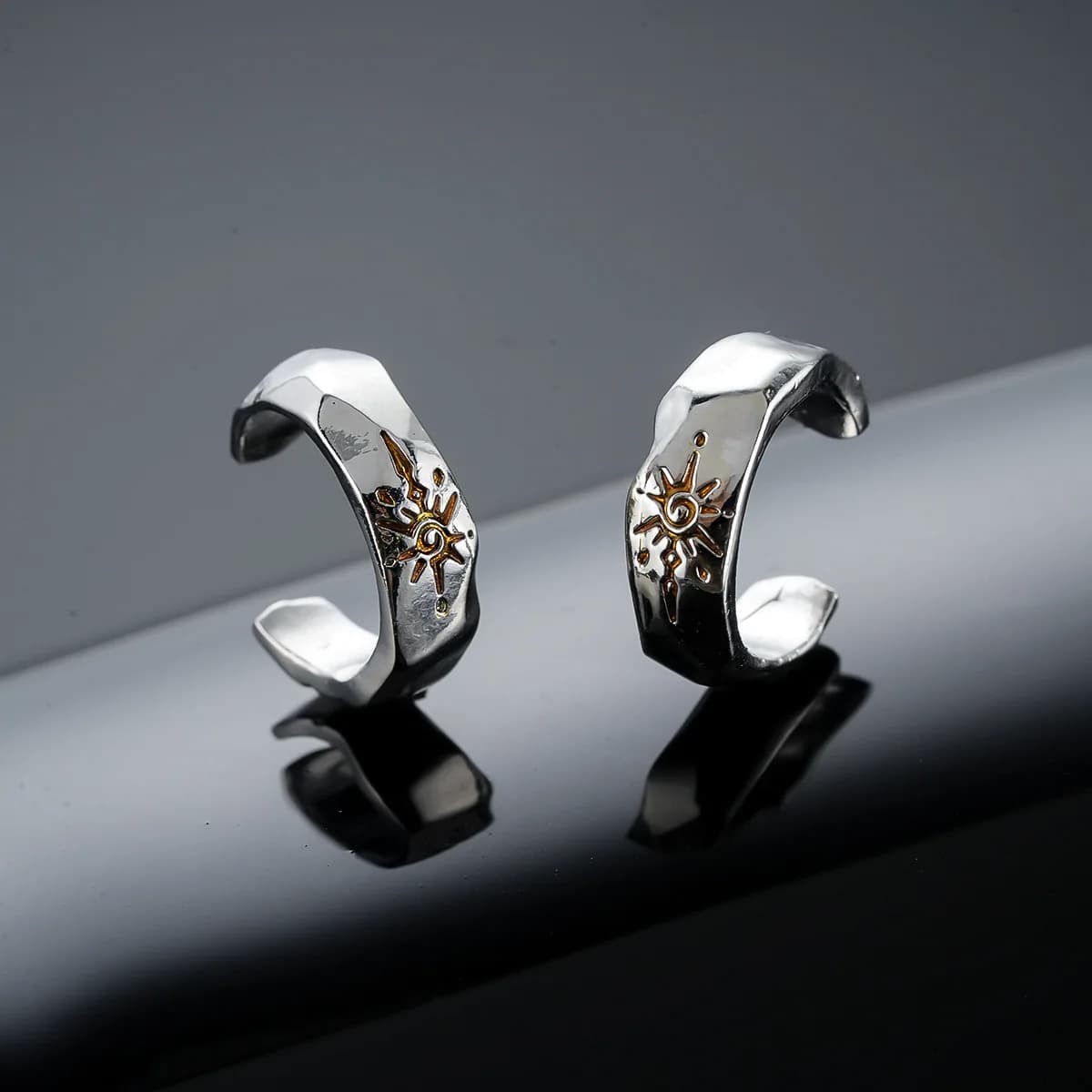 One pair, wishing stone earclips, men's retro fashion trend personalized design earrings, punk hip-hop earrings for women, versatile for daily parties