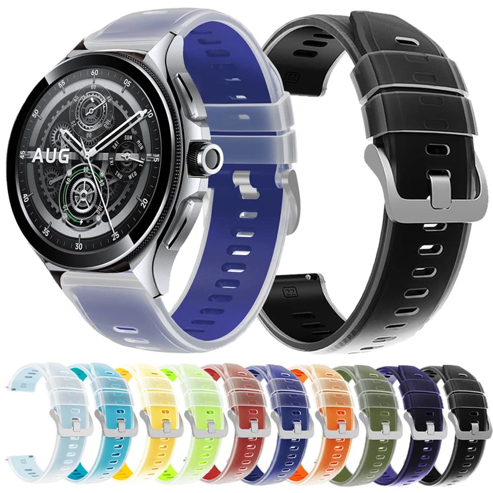 Cinturino in silicone bicolore trasparente da 22 mm per Amazfit Xiaomi Watch S4 S3 S2 S1 Active/Mi Watch 2 Pro/color 1 2 Smart Watch Strap