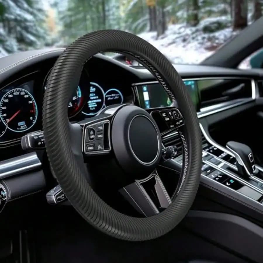 Car Steering Wheel Cover Thin Anti-Skid Silicone Steering Wheel Cover For Men Women Universal Automotive Interior Accories For Most Cars Black