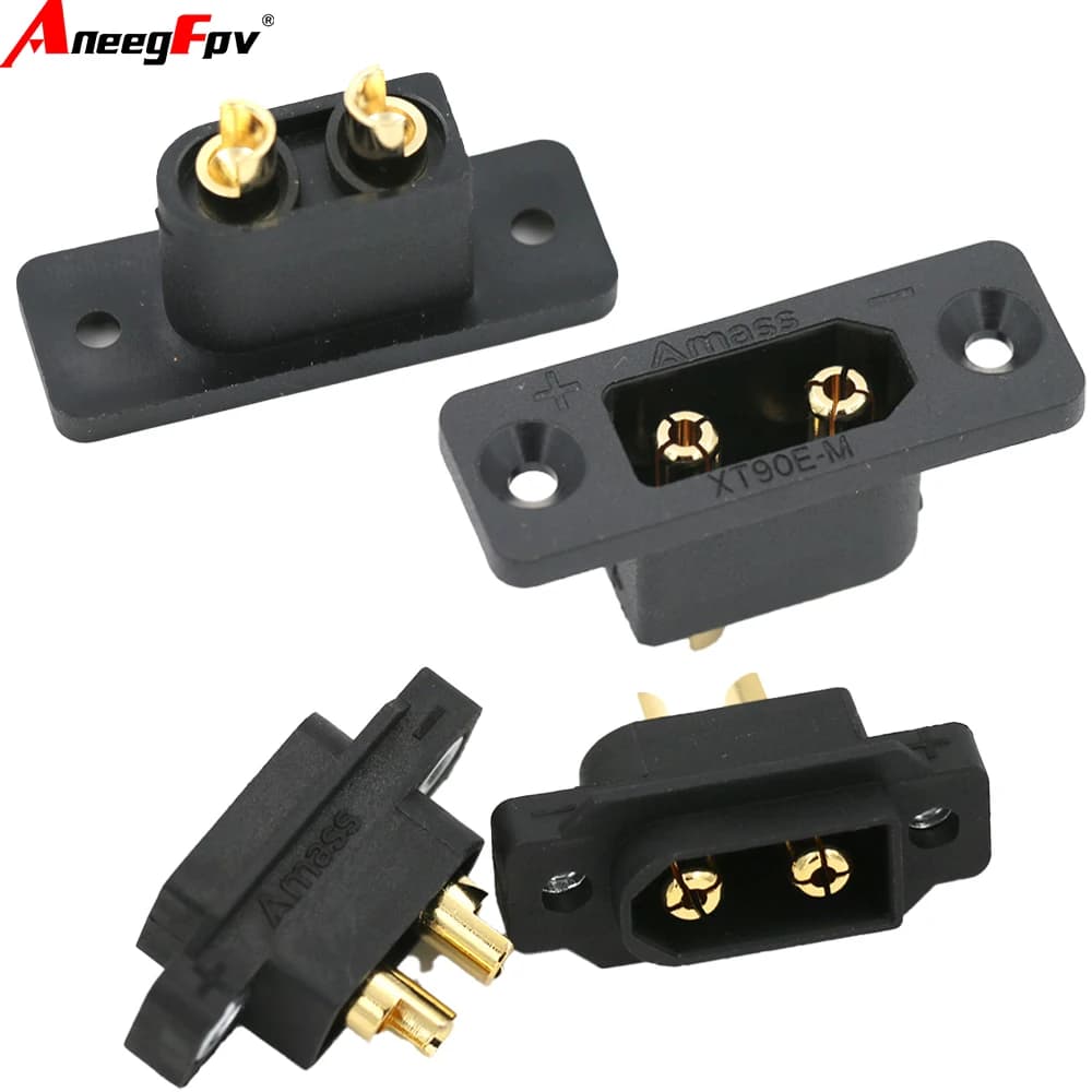 1/2/5/10PCS AMASS Black XT90E-M Gold-Plated Male Battery Plug Connector for RC Aircraft Drone DIY Connecting Parts