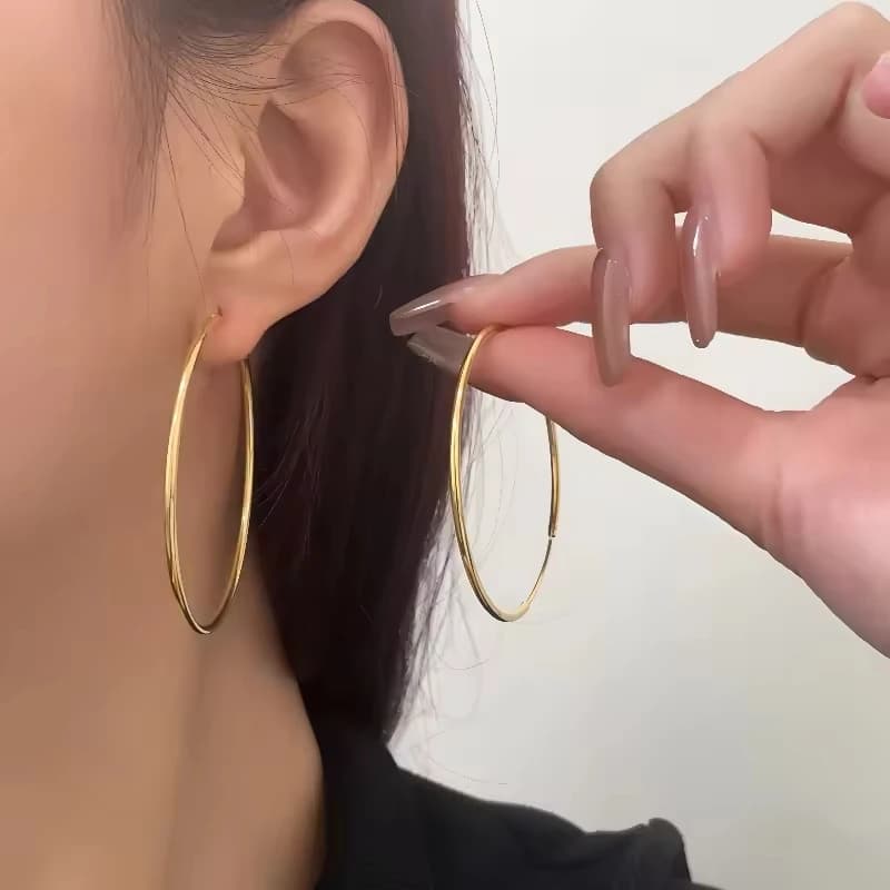Grandi Orecchini a Cerchio Dorati per Donne, Accessori per Gioielli Fai-da-Te in Acciaio Inossidabile, Artigianali, Pendenti, Orecchini a Perno Circolari