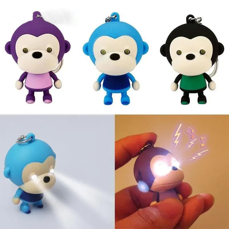 Simpatico illuminazione scimmia portachiavi portachiavi ciondolo cartone animato scimmia figura portachiavi portachiavi con luce a LED decorazione interna per auto
