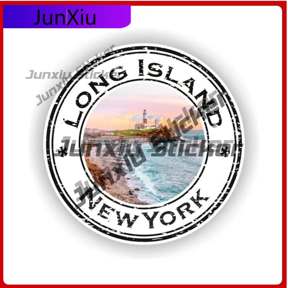 Long Island New York Including Seal Emblem Usa Seal Sticker Round Flag Decoration Scratch Conceal Designed For Phone Pickup