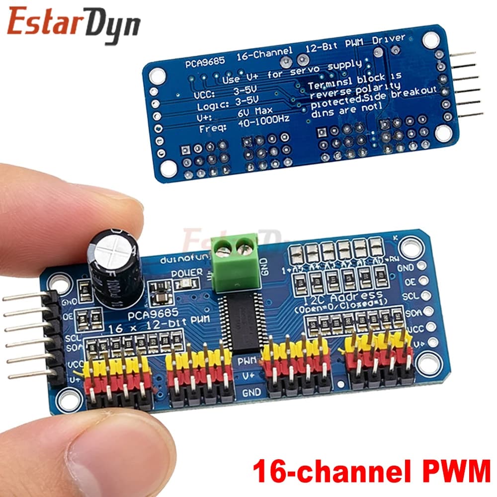 Estardyn PCA9685 16 Channel 12-Bit PWM Servo Driver I2C Interface Breakout Board Module for Raspberry Pi Robot