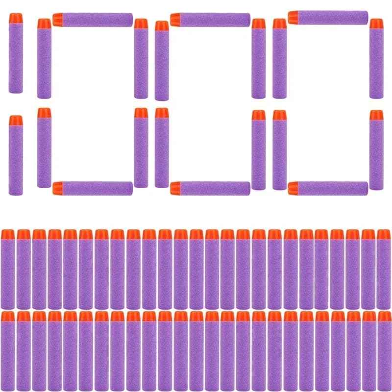 Proiettili T-Purple Solidi a Testa Rotonda 7,2 cm per Blaster Serie Nerf N-Strike Elite, Dardi di Ricambio in Schiuma EVA, Accessori per Pistole Giocattolo per Bambini