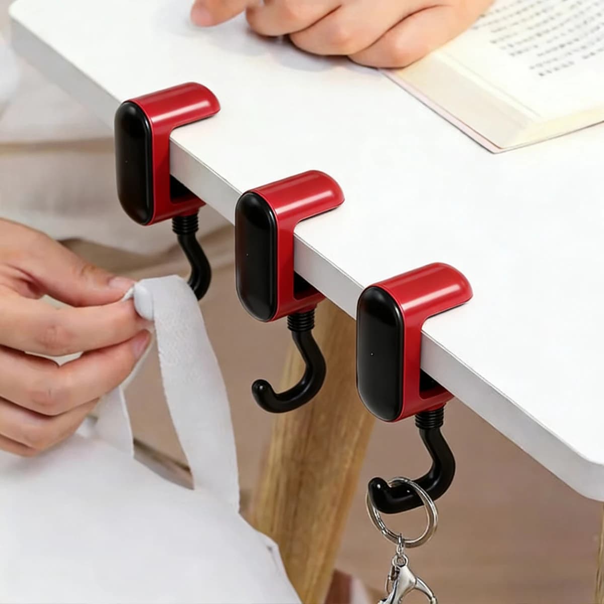 Gancio per zaino, senza foratura, gancio da appendere alla borda del tavolo, rimovibile, mobile, senza lasciare segni, gancio domestico super resistente per carichi pesanti