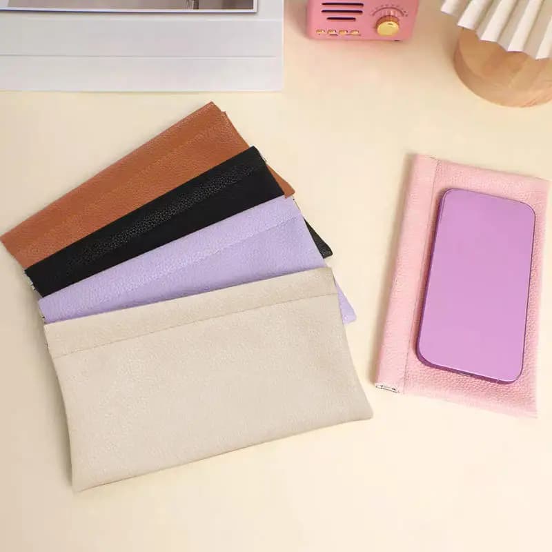 Solid Color PU Leather Long Wallet Passport Driver License Holder Multi-function Document Cable Storage Organizer Bag
