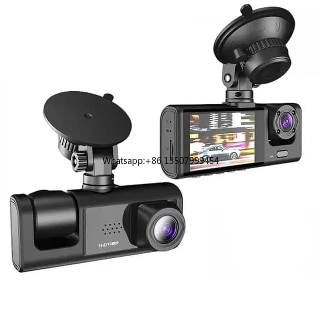 Dashcam to Double Full HD 1080P lens, 3-channel Auto Camera with LCD Screen, DVR Recorder for Vehicles