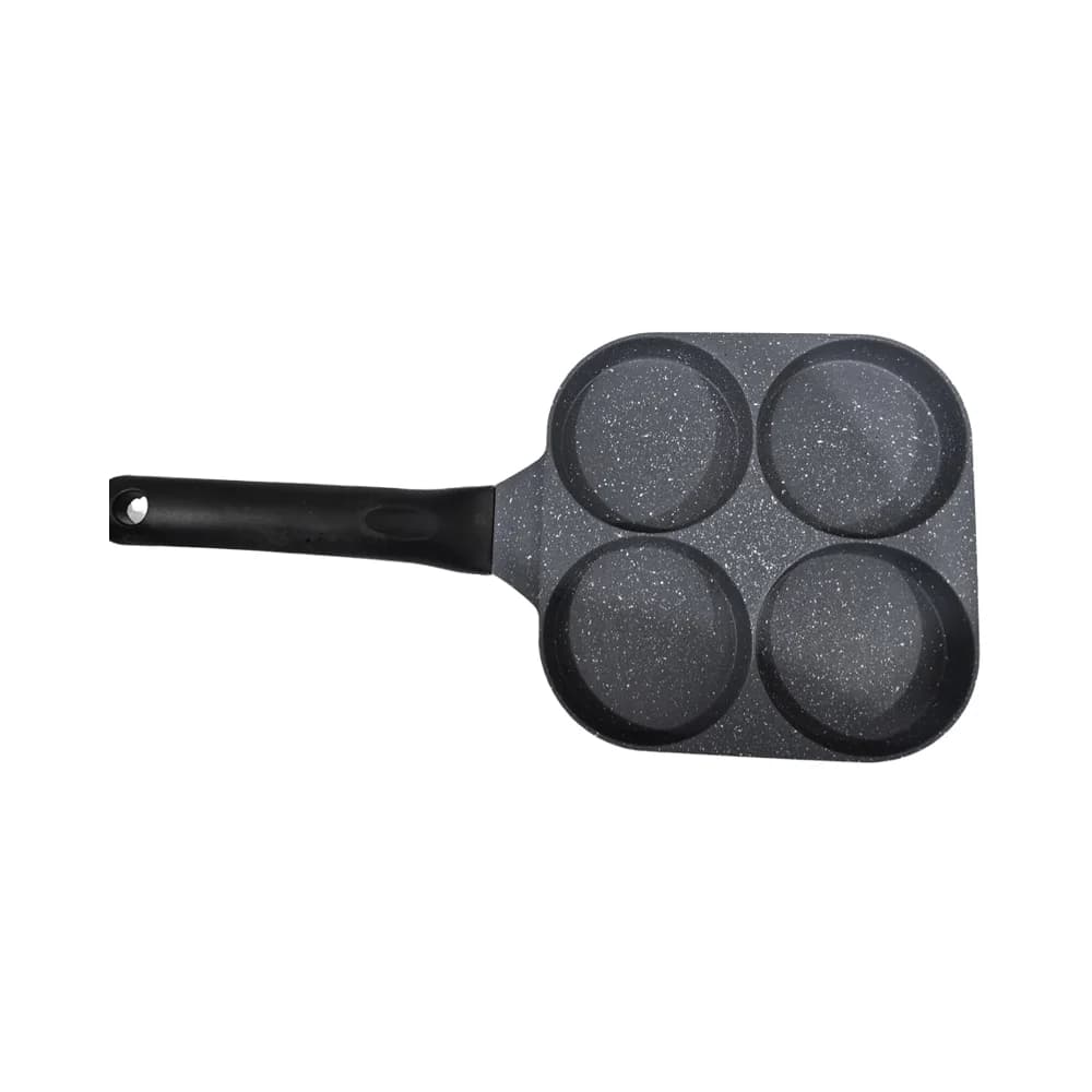 2025 New Cast Aluminum 4-Hole Frying Pan Non-Stick Induction Ready with Marble Granite Coating for Egg Cakes and Omelets