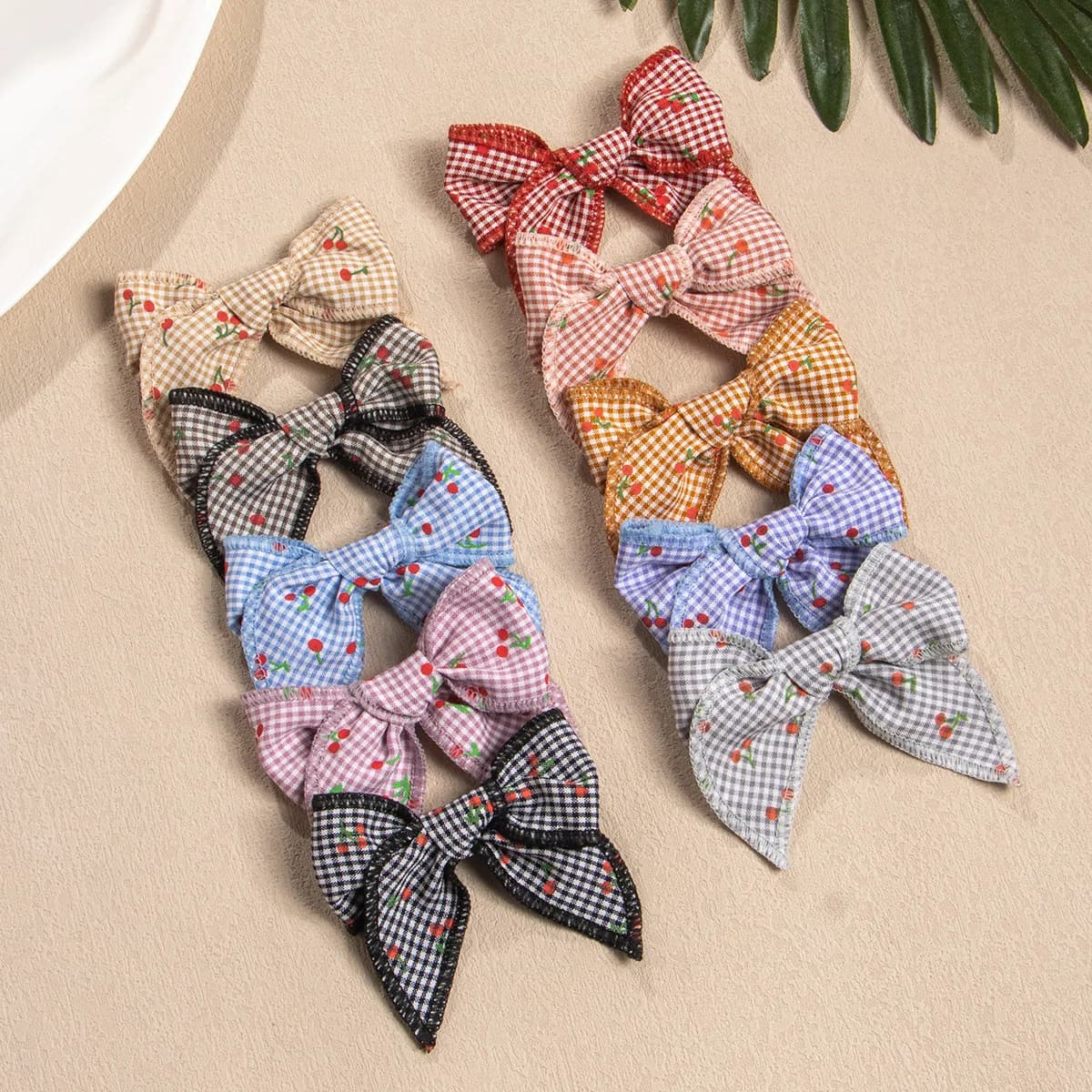 30 Pz/Lot, 3.35 "Cherry Print Fable Bow Baby Hair Clips for Kids Girls Arco By Marinaio Grip For Horsetail Hair Barrettes