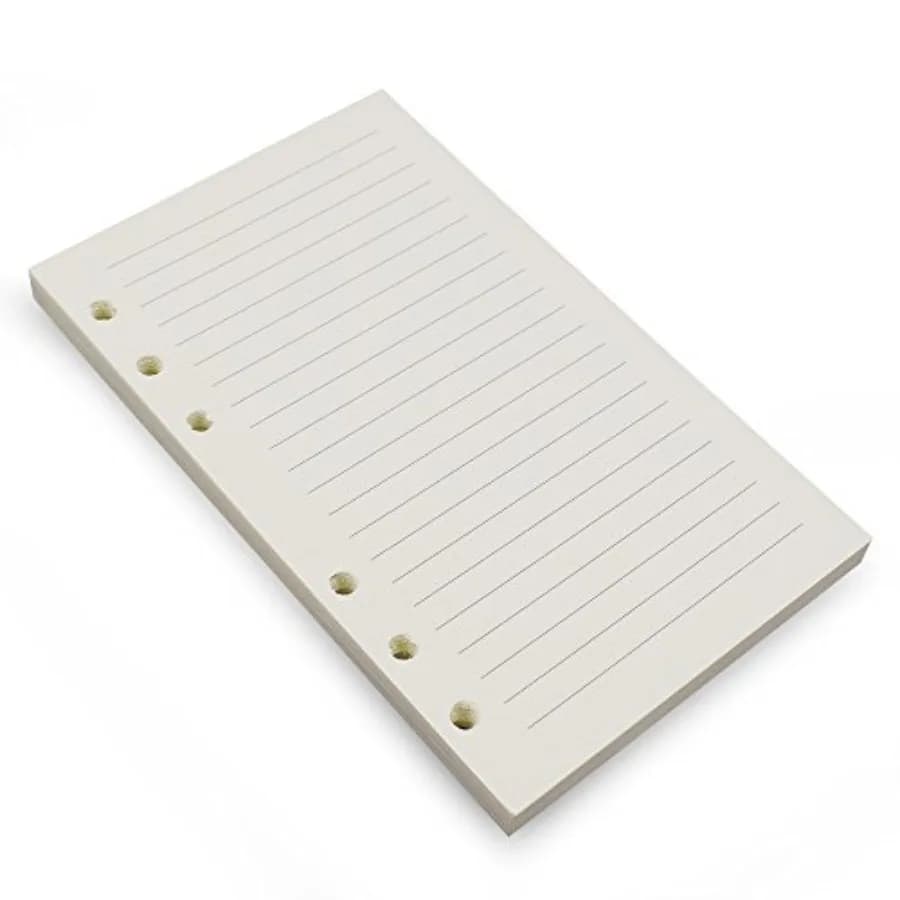 6-Ring A6 Binder/Planner Refill Paper, 6 Hole, 6 3/4 x 4 1/8 Inch Refillable White Paper for Loose Leaf Binder Notebook Diary T