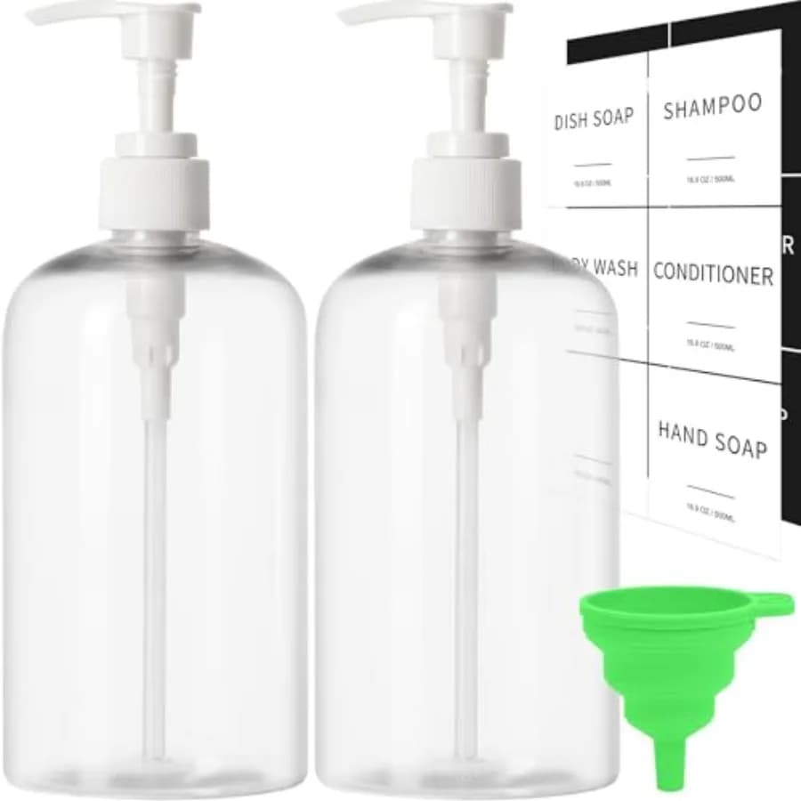 Soap Dispenser with Waterproof Labels, Thickened Plastic Hand Soap Dispenser for Bathroom, Kitchen Dish Washing Liquid Bottles,