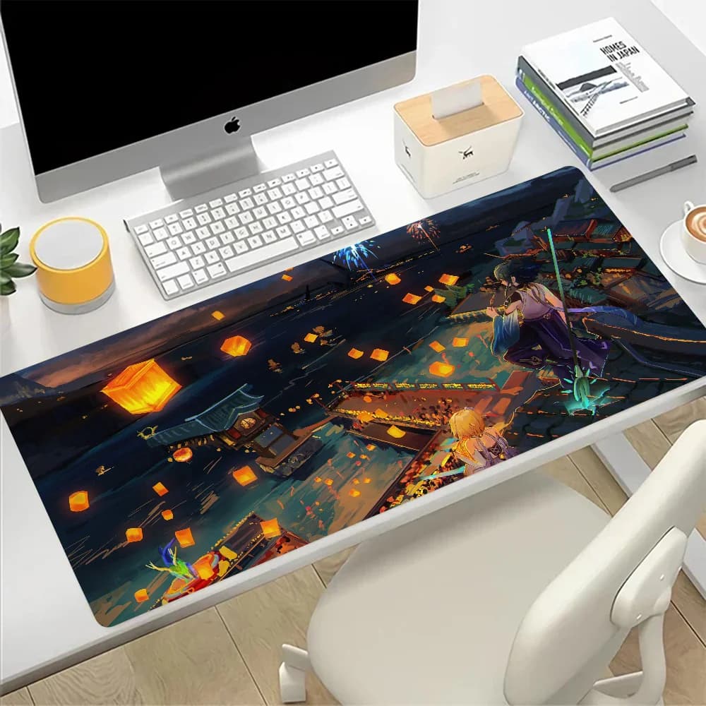 Genshin Impact Landscape Large Mouse Pad Gaming Mousepad PC Gamer Computer Office Mouse Mat XXL Laptop Keyboard Mat Desk Pad