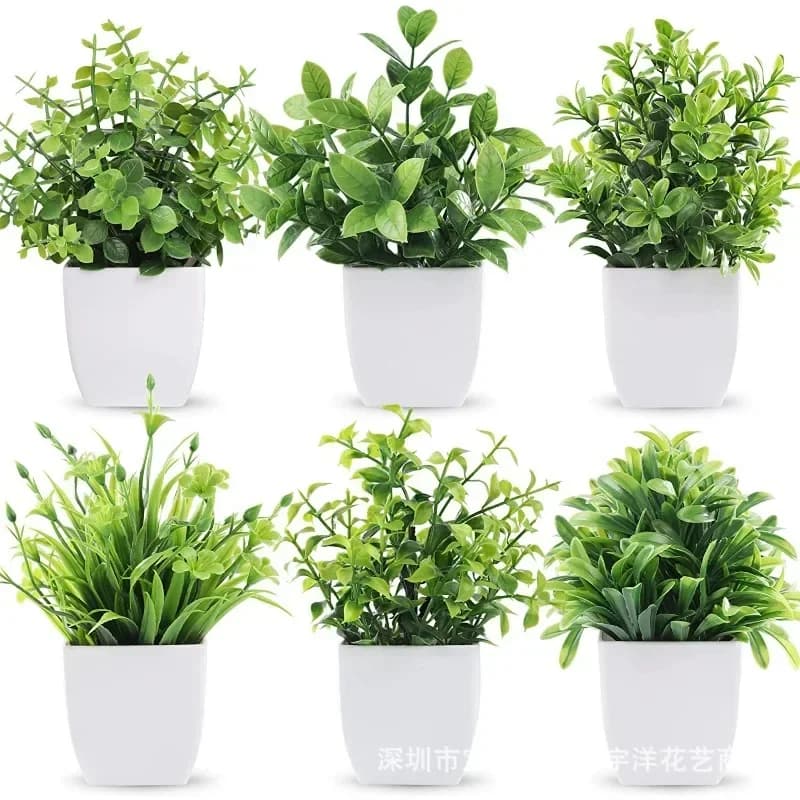 Bonsai Artificiale Verde, Pianta Finta di Eucalipto in Vaso per Decorazione Interna ed Esterna, Casa, Camera da Letto, Giardino
