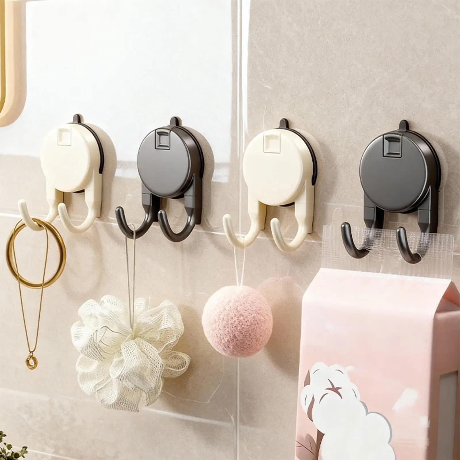 Gancio a ventosa riutilizzabile impermeabile da parete, senza fori, per cucina, bagno, appendiabiti, asciugamani.