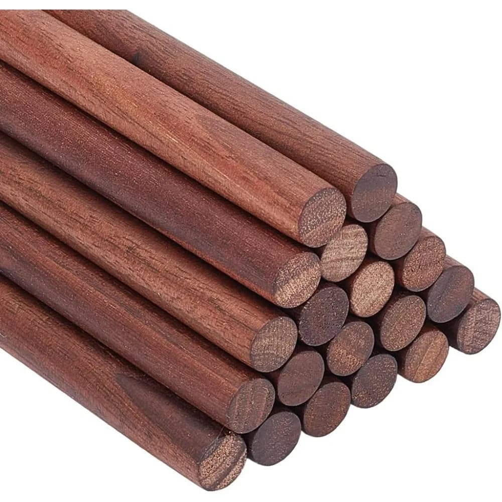 20 Pezzi di Aste in Noce, Lunghezza 15 cm, Bastoncini in Legno di Noce da 1 cm, Bastoncini Rotondi Non Finiti, Blocchi per Intaglio in Legno