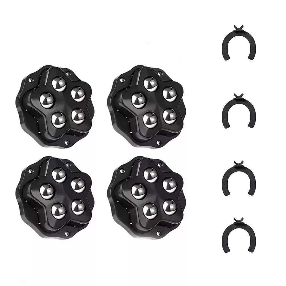 4Pcs Brake-operated Self Adhesive Caster,Heavy Duty 5 Beads Load-bearing,Universal 360° Rotating Wheel,No Noise Furniture Pulley