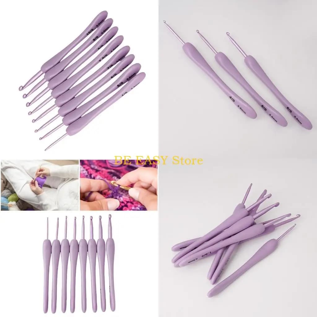 E28F 8pcs gancio all'uncinetto plastica per principianti e adulti, ago ergonomico all'uncinetto