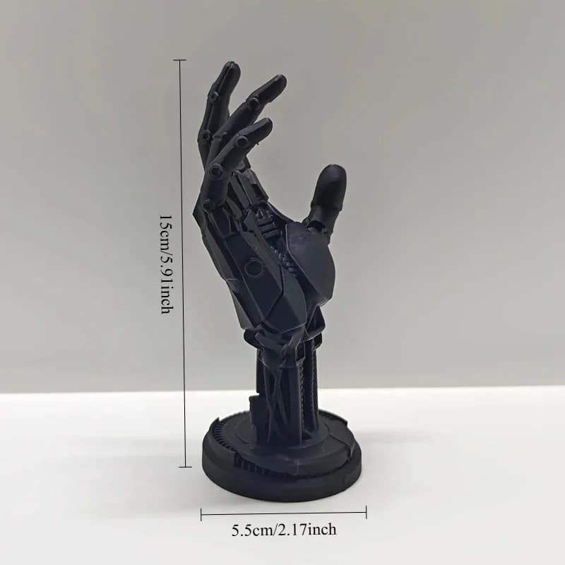 Supporto per cuffie da scrivania a forma di mano meccanica cyberpunk di alta tecnologia stampata in 3D, scultura decorativa a forma di mano robotica simulata, modello Cyber