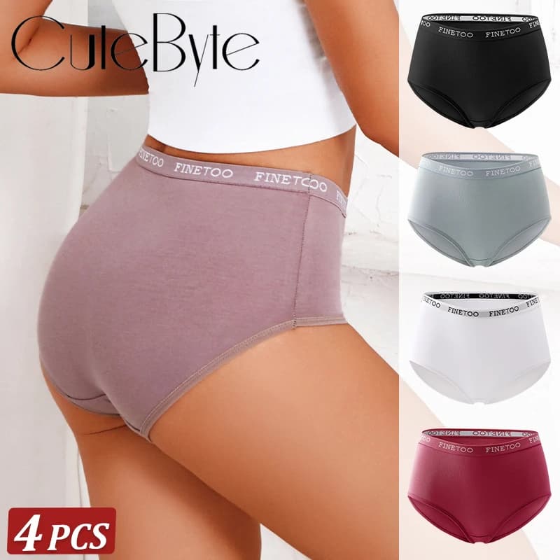 4 pezzi/set slip in cotone da donna con cintura da lettera mutandine senza cuciture a vita alta biancheria intima traspirante lingerie comoda elasticizzata femminile