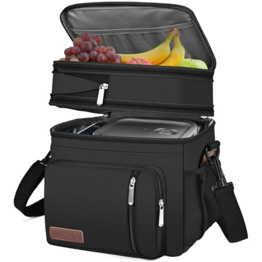 Borsa termica e porta pranzo per uomo e donna, a doppio strato, impermeabile, isolata, morbida, grande, per adulti, borsa frigo da campeggio per lavoro, spiaggia, picnic