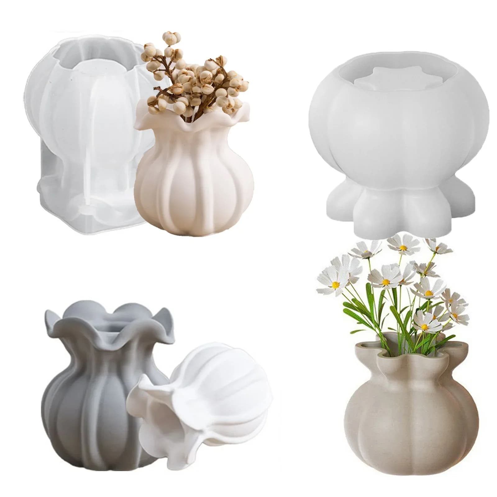 Flower-shaped Leaf-edge Vase Resin Silicone Mold Epoxy Resin Diy Gypsum Cement Flower Arrangement Candlestick Decorative Item
