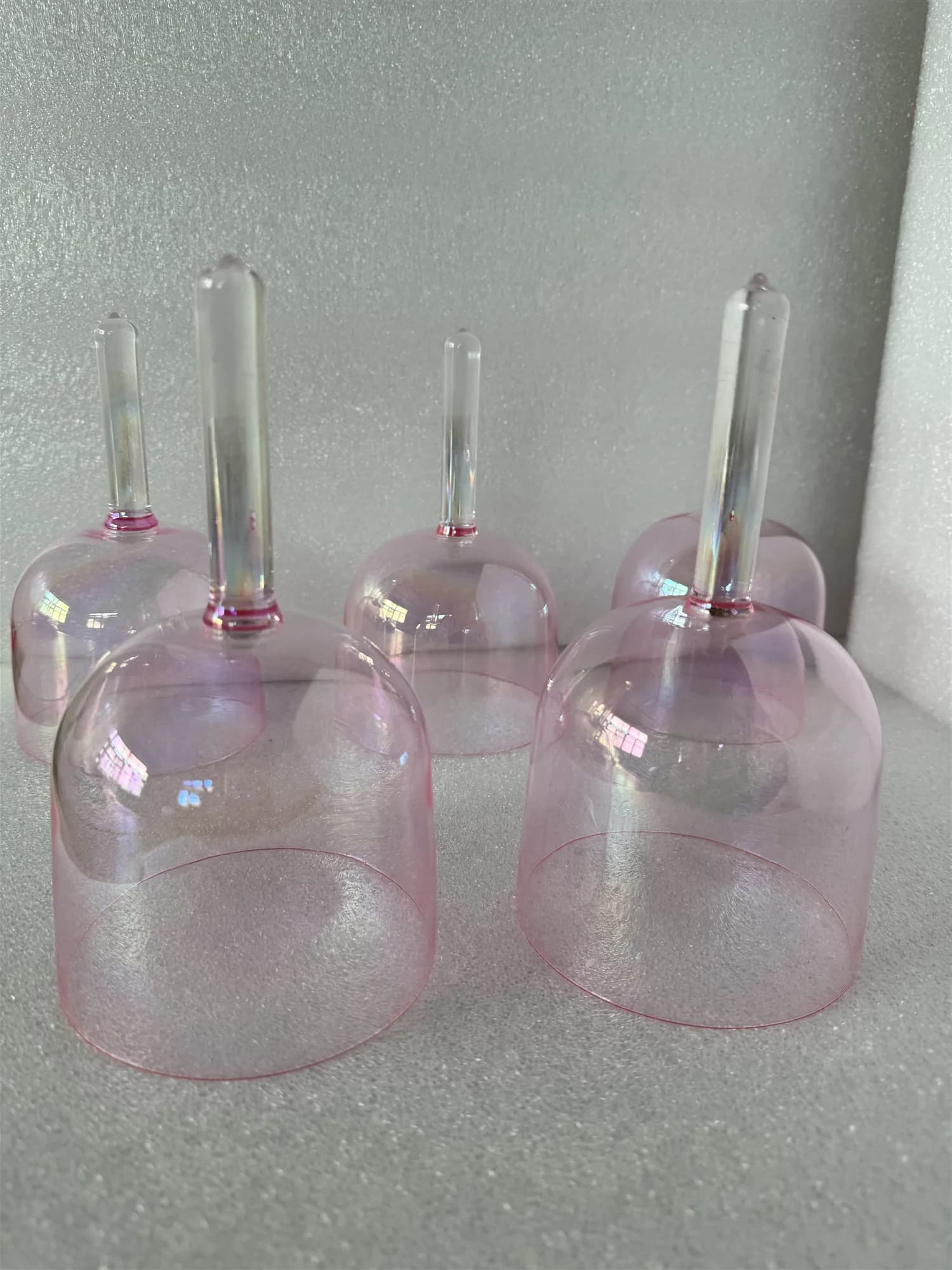 528hz healing frequency 1Piece Crystal singing handle bowl cosmic pink color clear stem perfect pitch 528HZ for sound theraphy
