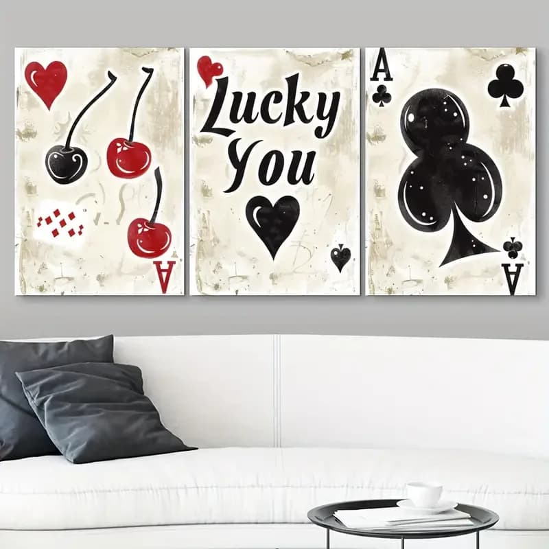 3pcs/set Lucky You No Framed Canvas Poster, Modern Wall Art for Bedroom, Living Room, and Corridor, Ideal Decor and Room