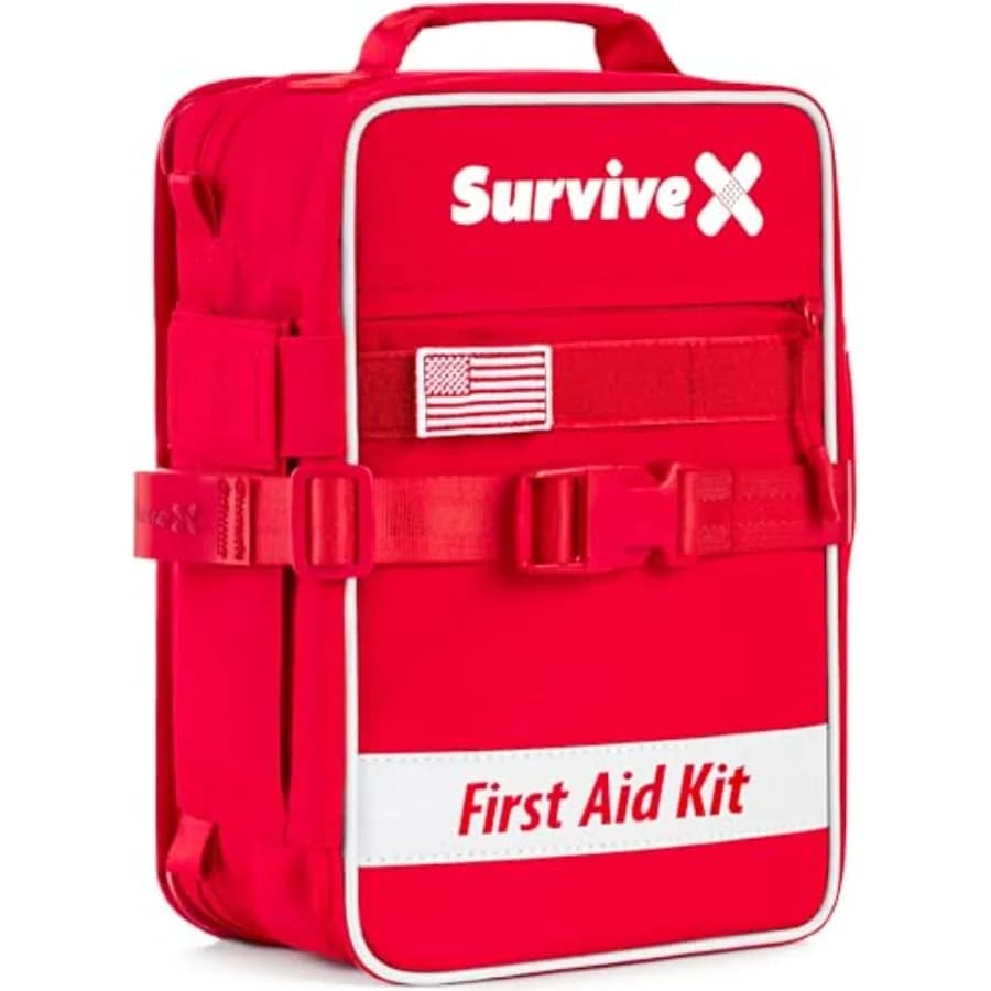 Grande Kit di Pronto Soccorso per Auto, Viaggi e Casa - Kit di Emergenza per Escursionismo, Campeggio, Backpacking e Attività all'Aperto - Include Cuciture a Zip per Ferite
