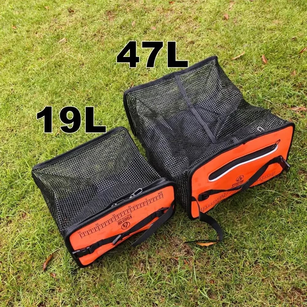 Fish Net Bag Floating Fish Basket Quick-drying Large Capacity Foldable Fish Cage Mesh 19L/47L Foldable Fishing Net Fishing Bait