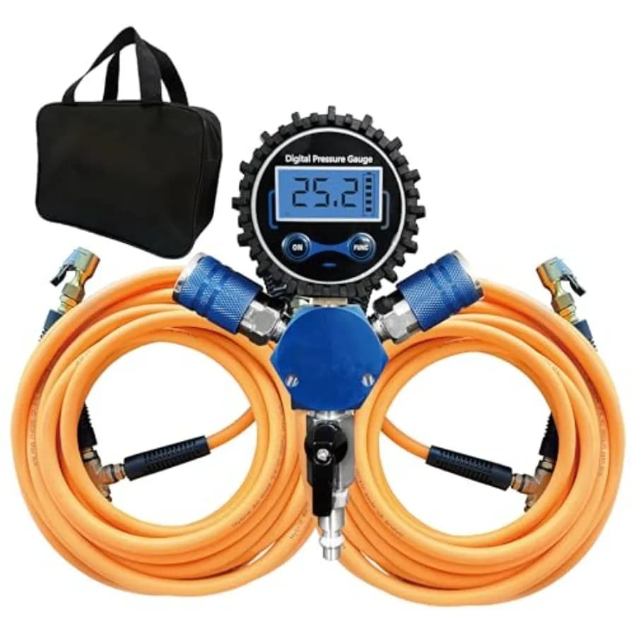Sistema di gonfiaggio e sgonfiaggio pneumatici a 4 ruote, fino a 200 di distanza tra gli assi, gonfiatore ad alto flusso per camion, auto, rimorchi, motociclette con display digitale