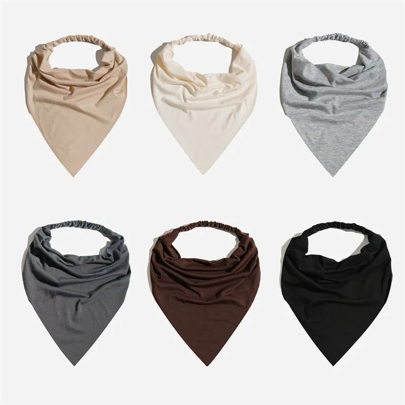Women's Long Summer Cotton Scarf, Triangular Bandana, Fashion Hair Elastic, Boho Accessories for Girls