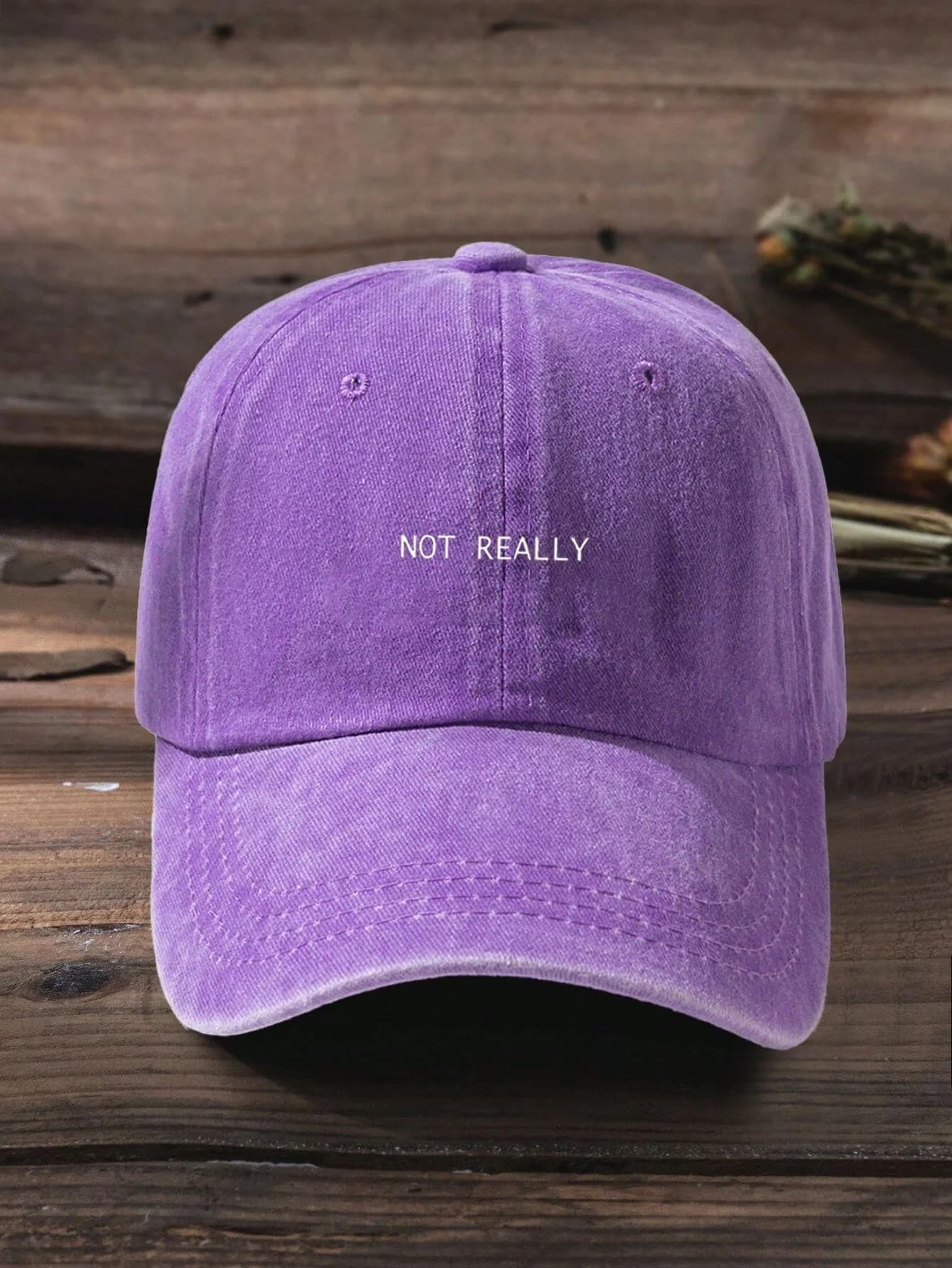 Cappellino da Baseball Viola Lavato con Stampa di Lettere Non Definite, Cappello Casual per Protezione Solare all'Aperto