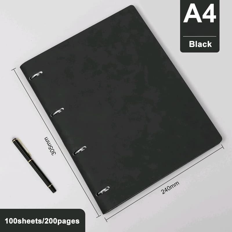 Makeasy A4 Notebook ricaricabile Organizzatore in pelle Planner Raccoglitore Pad 100 fogli/200 pagine Planner Raccoglitore Notepad A4 Jornal(1PC)