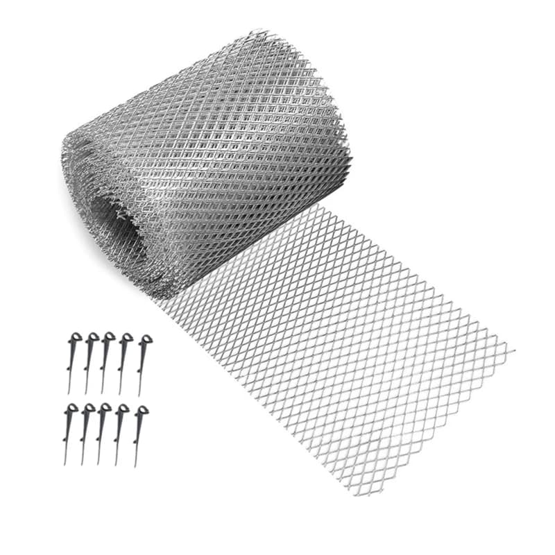 X18A-Protezione per grondaia Filtro a rete Copertura per grondaia Protezione per schermo per grondaia fai da te Rotolo di rete con 10 fascette fisse per foglie