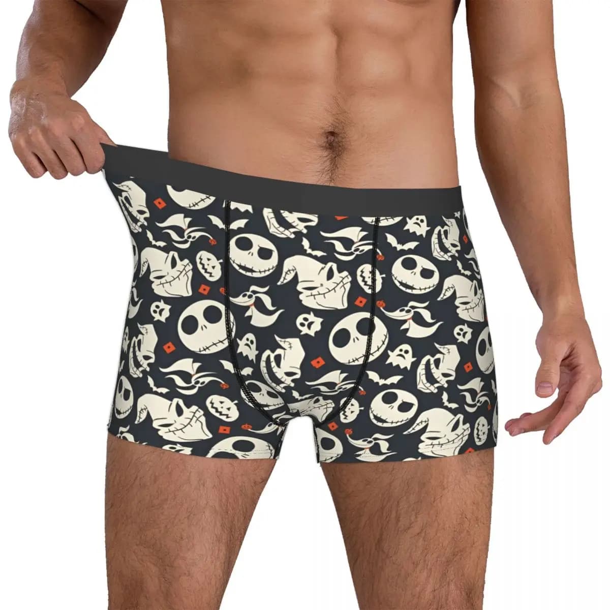 Boxer da uomo personalizzati con stampa divertente di teschio, intimo traspirante, pantaloncini, mutande