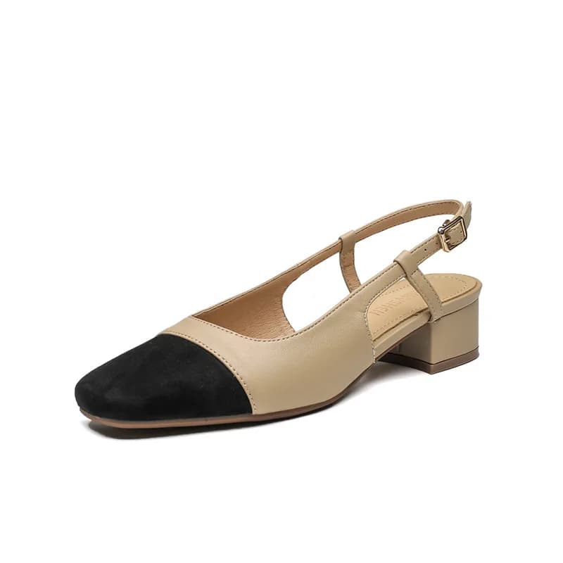 New 2025 Summer Women Sandals Elegant Medium Heel Toe Mules Comfortable Office Women's Buckle Heels Dress Shoes