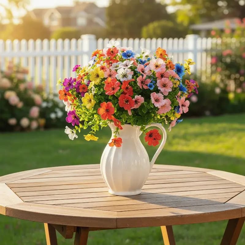 2 Pezzi Fiori Artificiali di Viola Realistici in Seta, Bouquet di Piante Finte per Decorazione di Soggiorno, Ufficio, Giardino, Matrimoni e Feste
