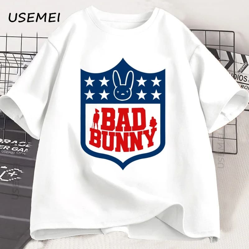 Bad Bunny Football Men's Printed T-shirt Women's Short Sleeved T-shirts Printed T-shirts High Quality Men's Clothing