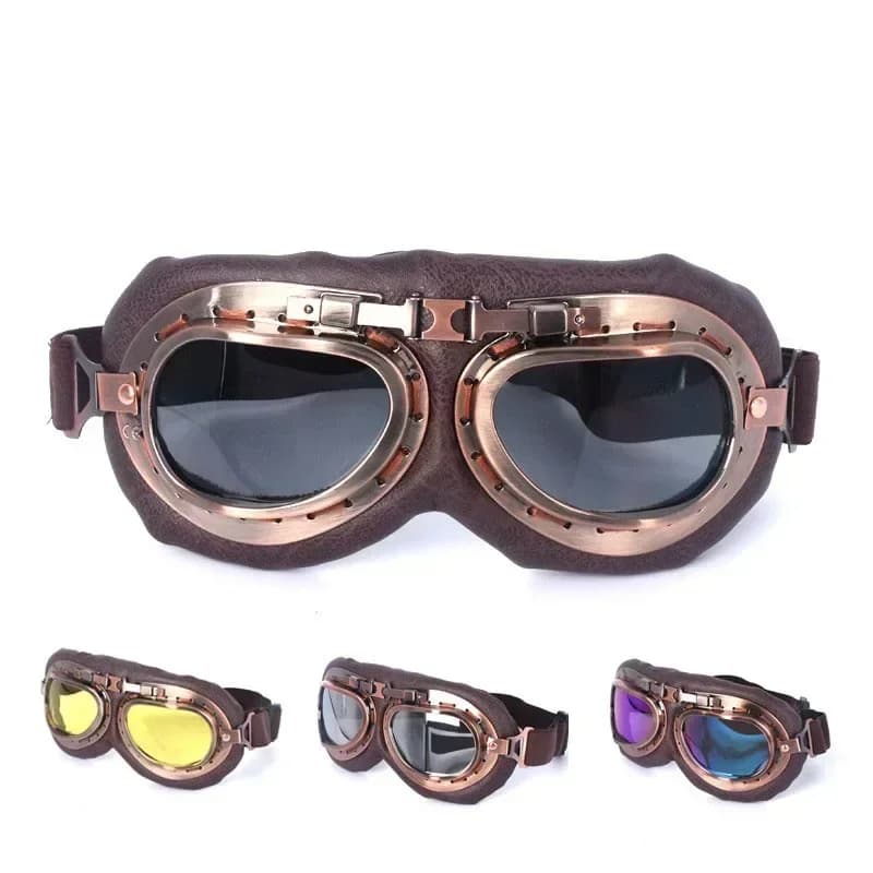 Retro Motorcycle Glasses Vintage Motorcycle Glasses Classic Glasses for Harley Pilot Steampunk ATV Copper Bike Helmet 1 Piece