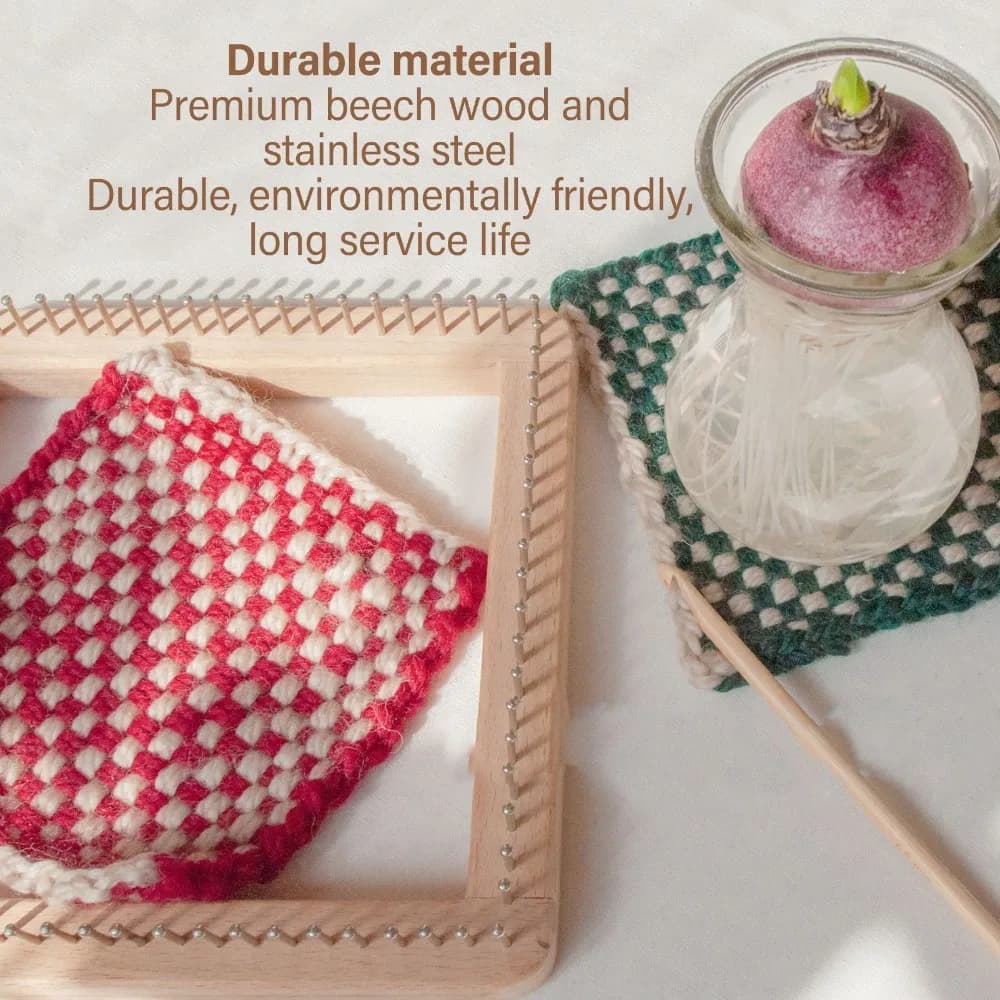 Handmade Wooden Knitting Loom Square Shape 11.8x11.8in Weaving Loom Weaving Board DIY Projects