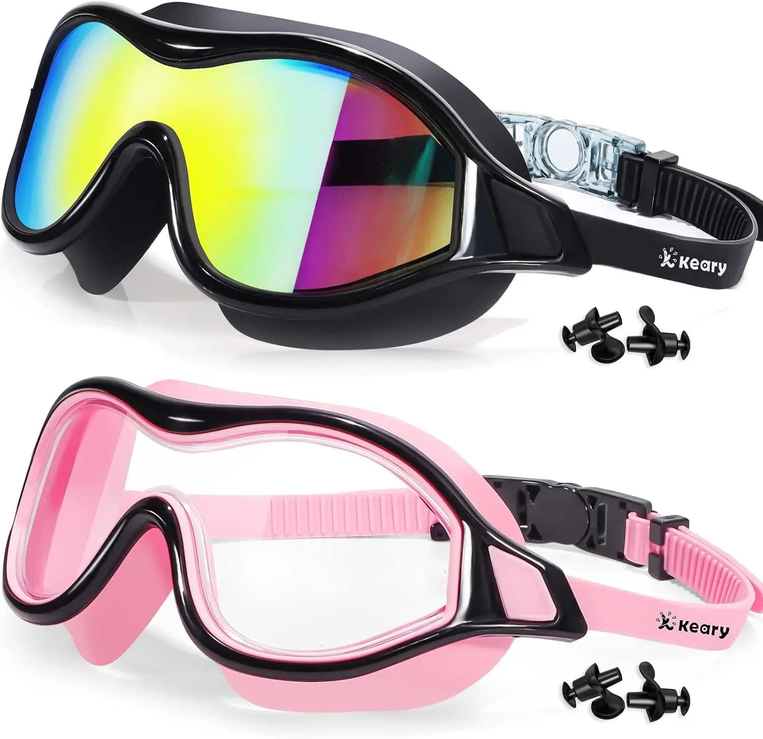 Confezione da 2 Occhialini da Nuoto per Adulti e Giovani, Guarnizione in Silicone Morbido, Antiappannamento, Protezione UV, Senza Perdite, Visione Chiara