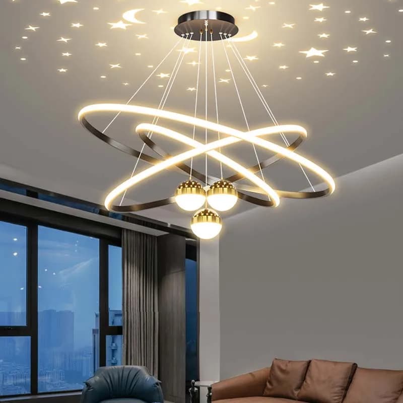 Nuovo soggiorno lampadario moderno semplice atmosfera cerchio luci a LED luce di lusso stella top bar ristorante lampade e lanterne
