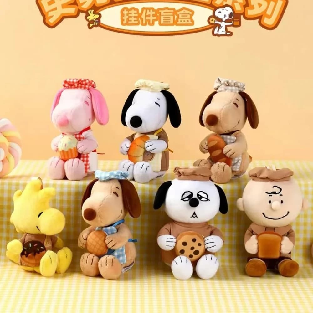 Portachiavi Serie Peanuts Bakery Blind Box Snoopy, Statuetta, Ciondolo, Ornamento da Scrivania, Giocattolo Divertente, Sacchetto a Sorpresa, Regalo