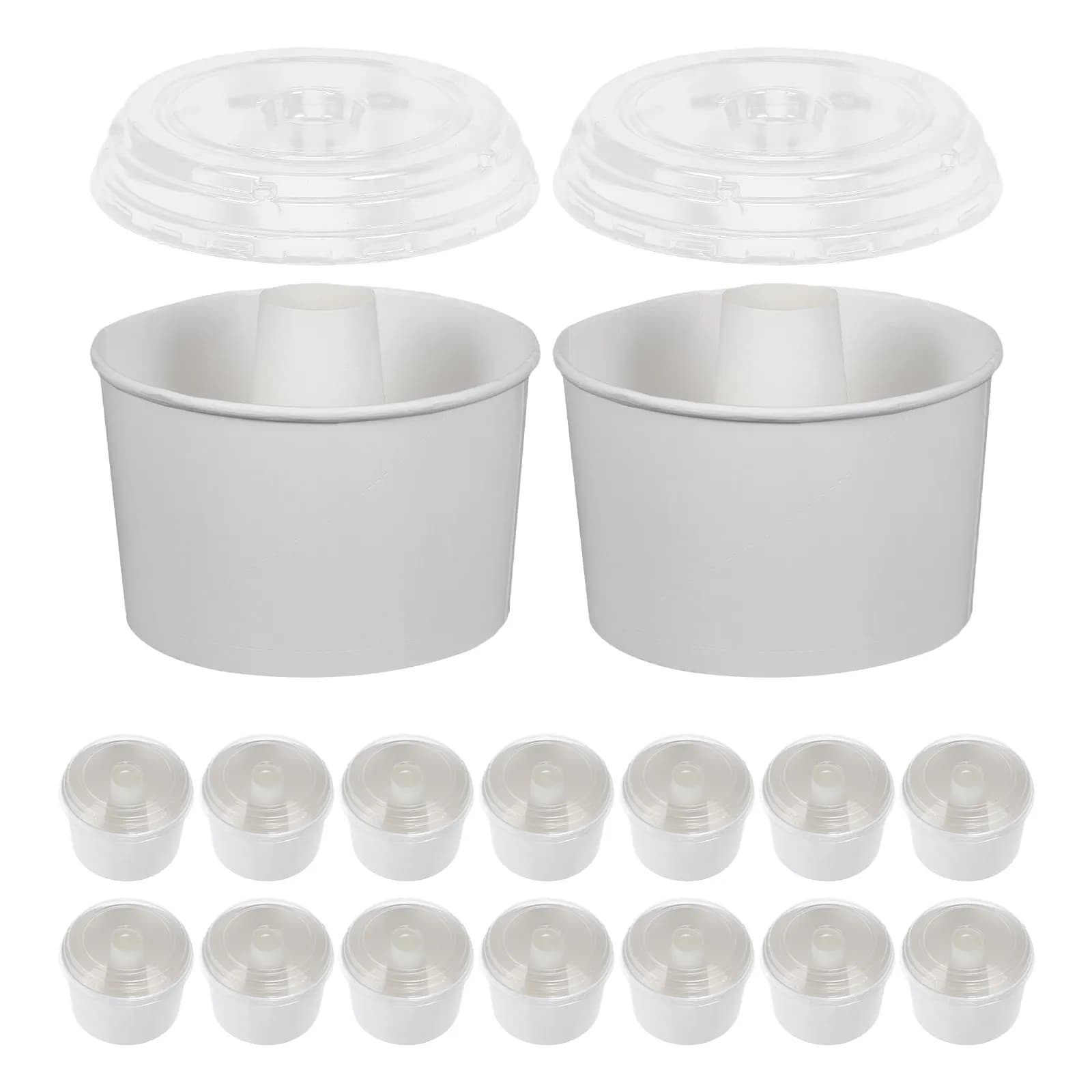 20 Scatole per Torte in Chiffon, Piccole Teglie Rotonde in Carta con Coperchio Bianco, Contenitori per Confezionamento Torte, Ideali per Pasticceria Fatta in Casa e Conservazione Dessert